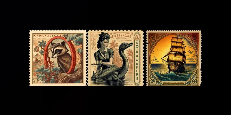 1950s Vintage Postal Stamps generated by undefined