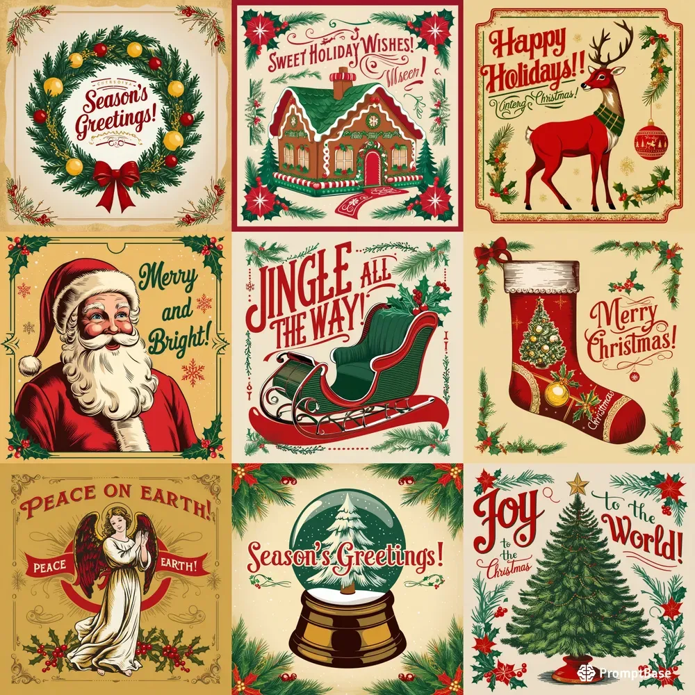Nostalgic Christmas Vintage Illustrations