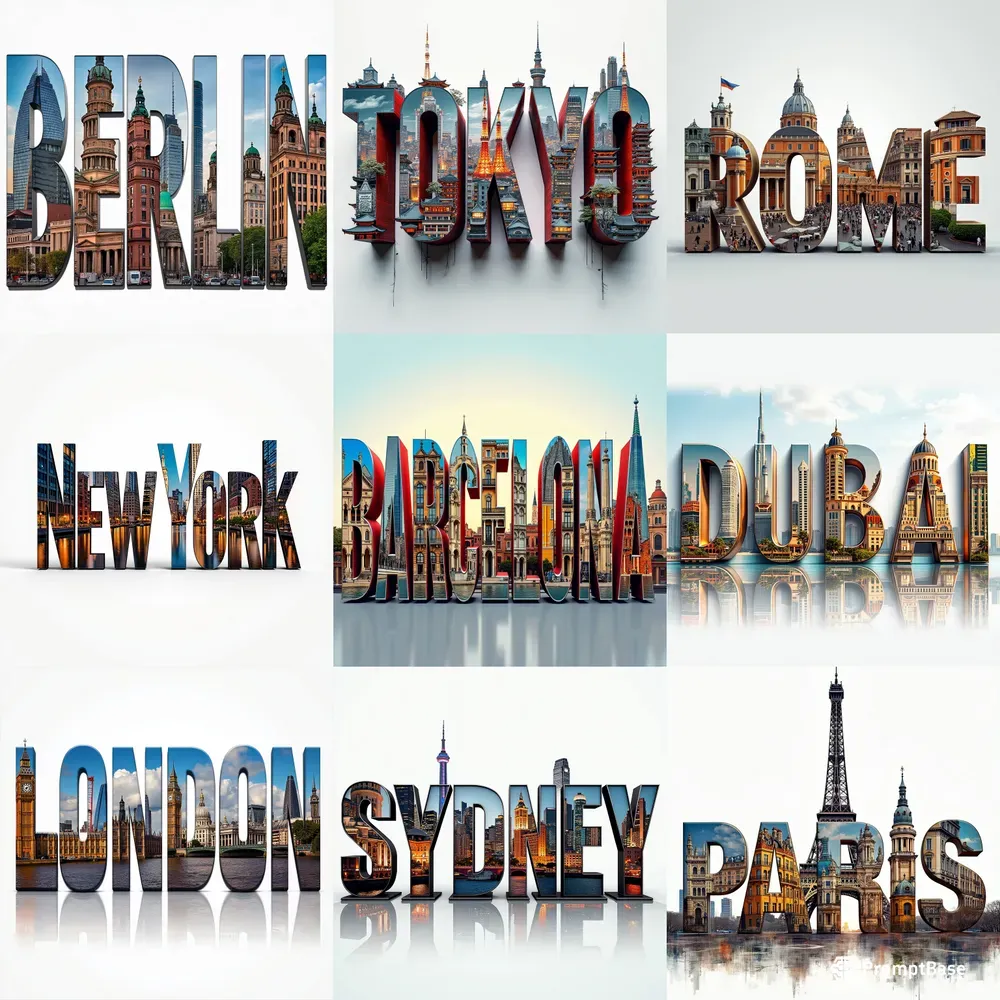 Vibrant Cityscape Text Designs