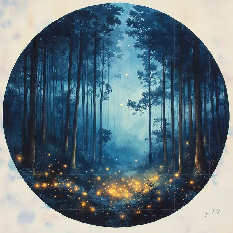 Vibrant Circular Watercolor Landscapes
