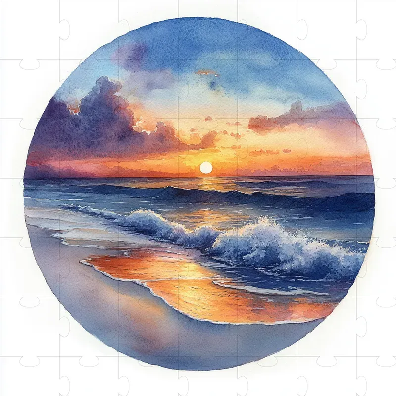 Vibrant Circular Watercolor Landscapes