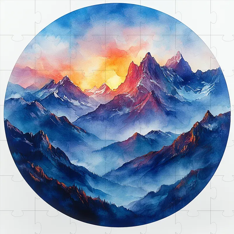 Vibrant Circular Watercolor Landscapes