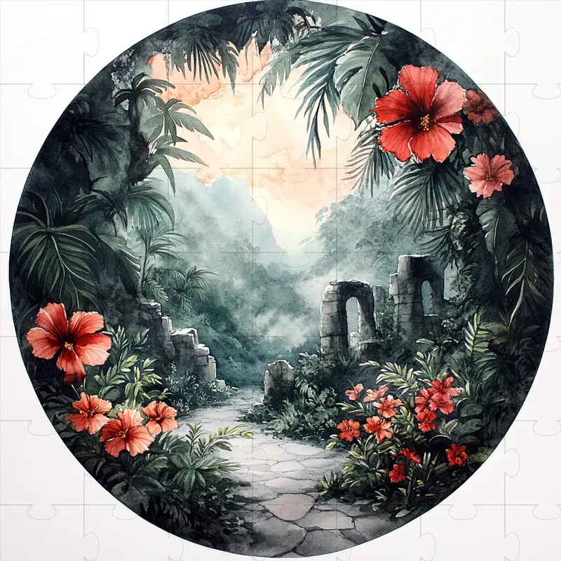 Vibrant Circular Watercolor Landscapes