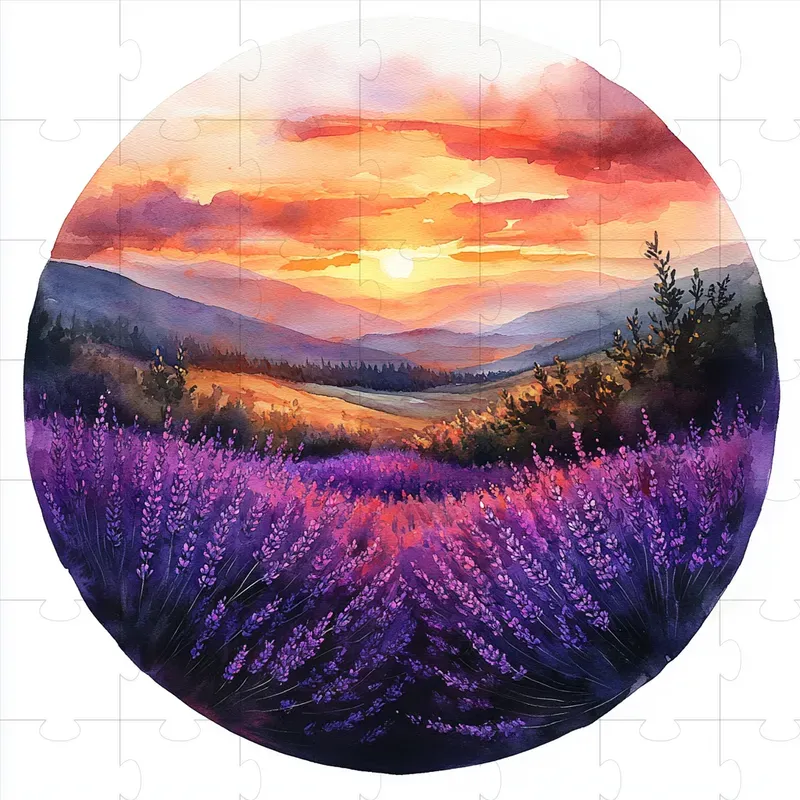 Vibrant Circular Watercolor Landscapes