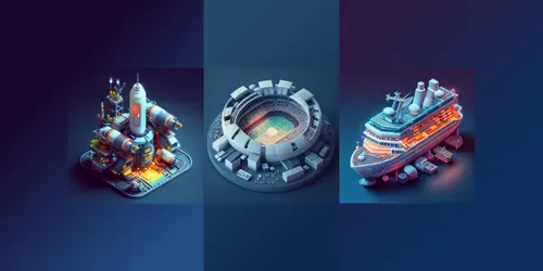Future Isometric 3D Game Assets generated by midjourney