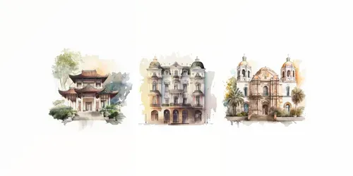 Colorful Watercolor Architecture generated by midjourney