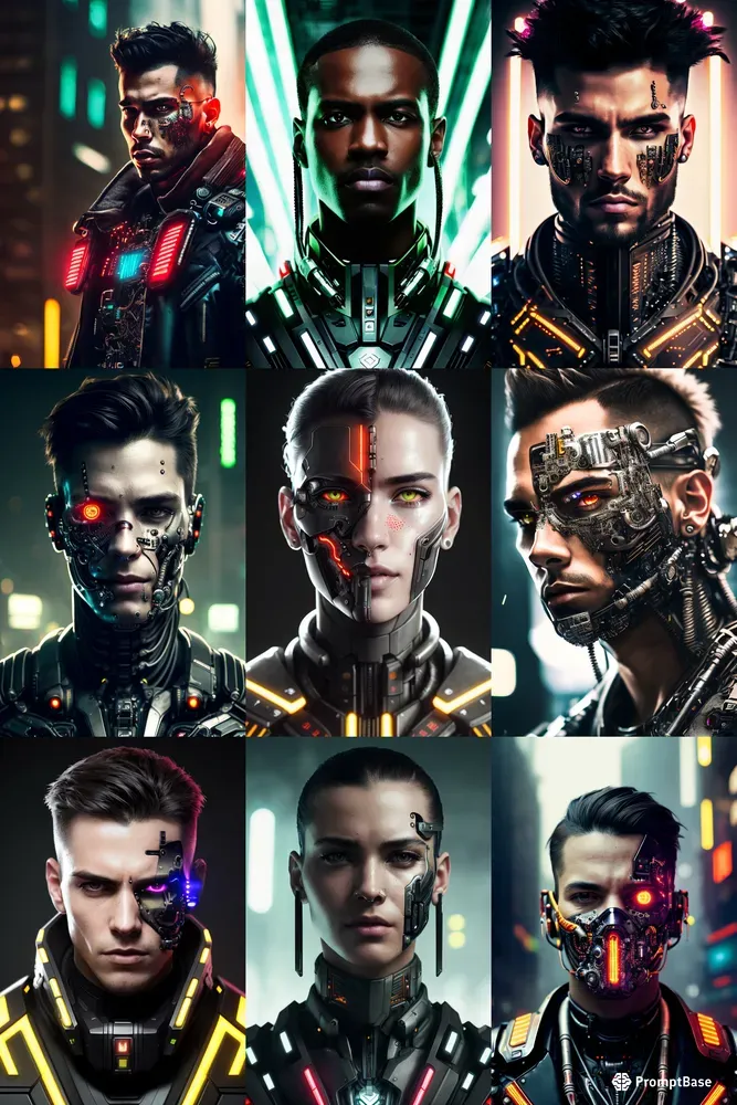Cyborg Android Robot In Dystopian Future