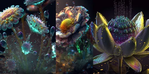 Bioluminescent Flowers generated by midjourney