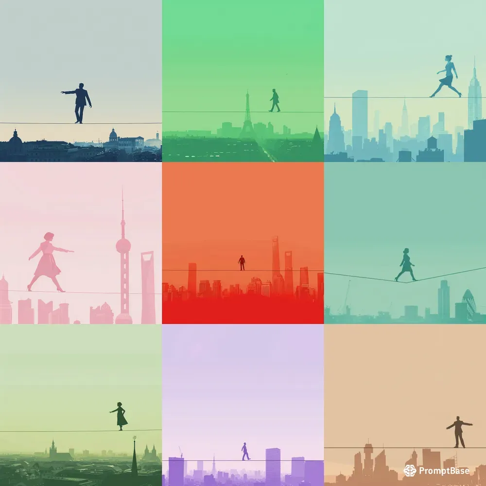 City Walking Theme Ppt Background