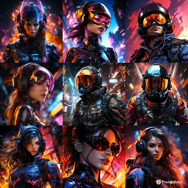 Scifi Cyberpunk Neon Comic Book Art