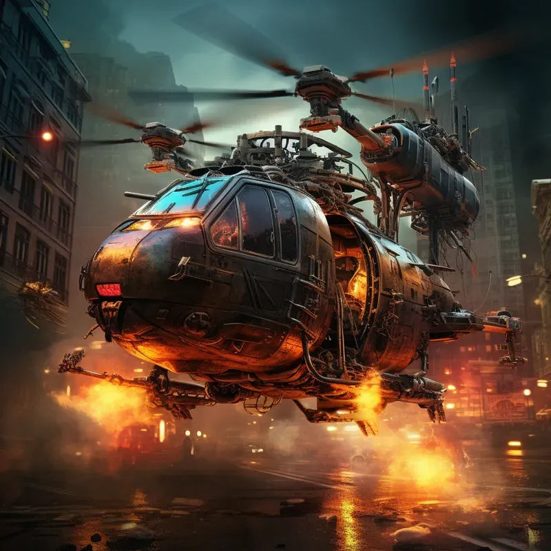 Steampunk Wartime City Neon Skirmishes