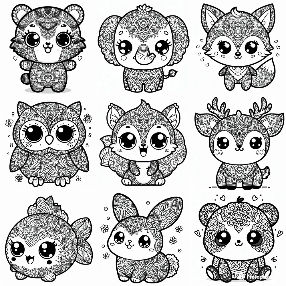 Cute Mandala Animals For Coloring Pages