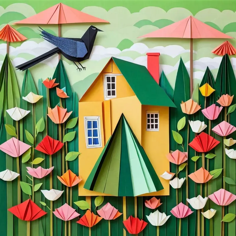 Origami Collage Style