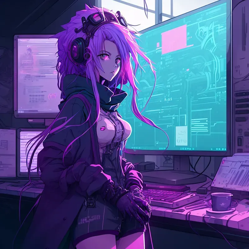 Neon Cyber Dreams Anime Girls Manga