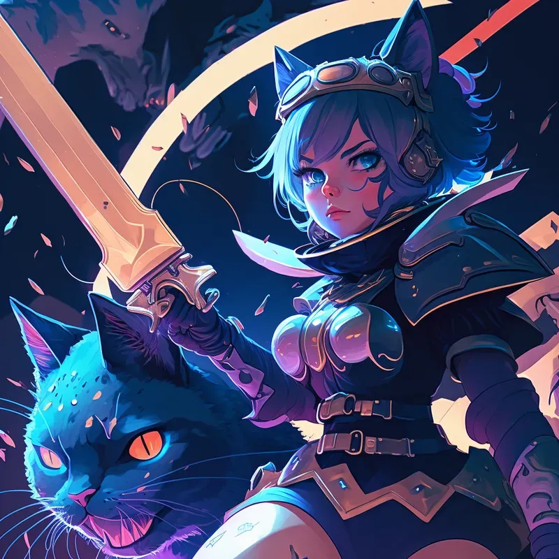 Neon Nightshade Neko Anime Girls Concepts