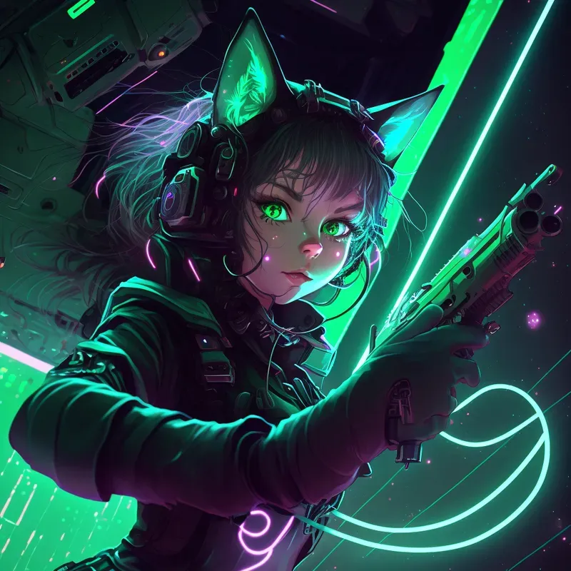 Neon Nightshade Neko Anime Girls Concepts