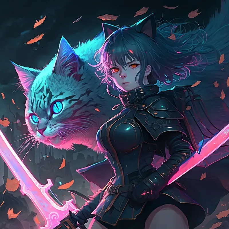 Neon Nightshade Neko Anime Girls Concepts