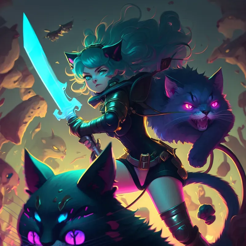 Neon Nightshade Neko Anime Girls Concepts
