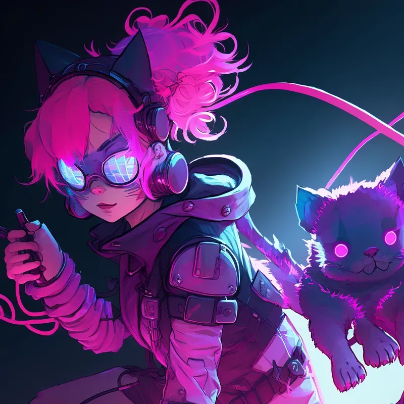 Neon Nightshade Neko Anime Girls Concepts
