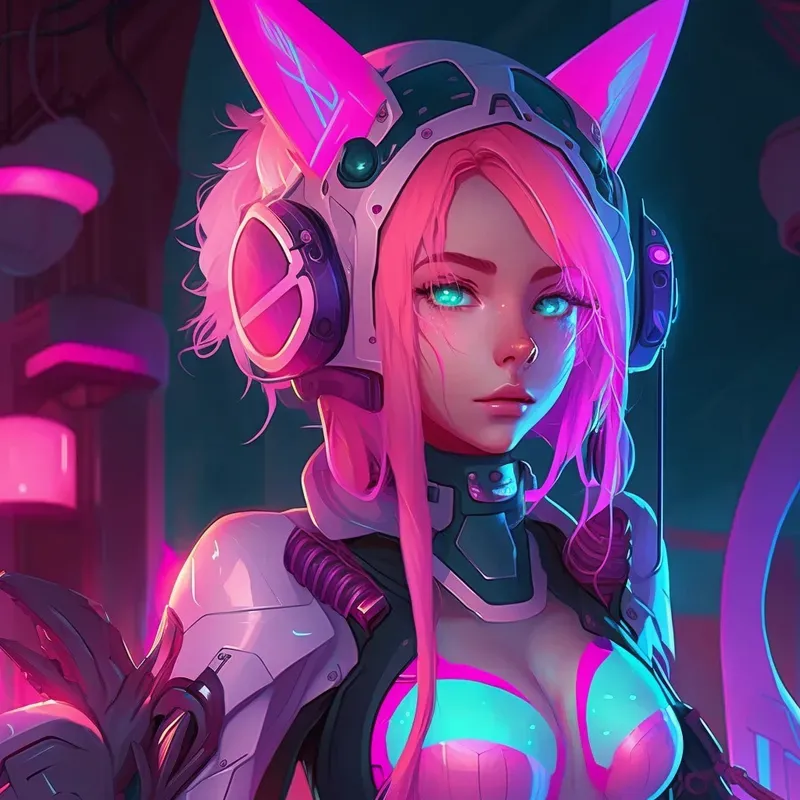 Cybermoon Neon Anime Girls Characters 3D