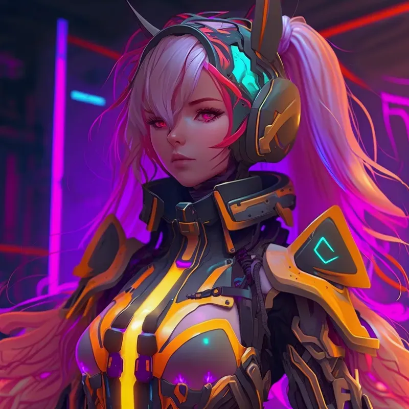 Cybermoon Neon Anime Girls Characters 3D