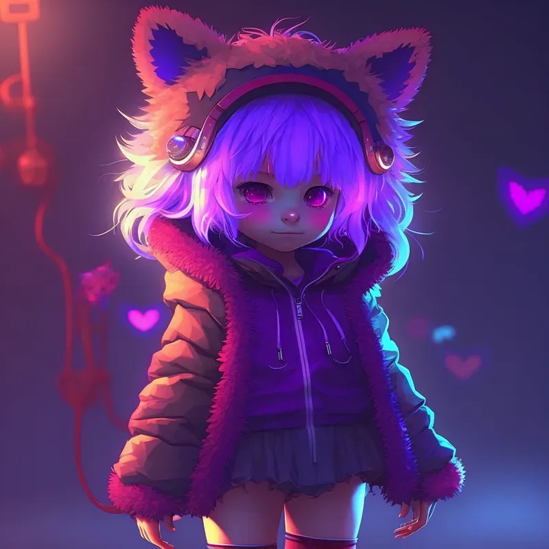 Monstermoon Cute Neon Anime Girls