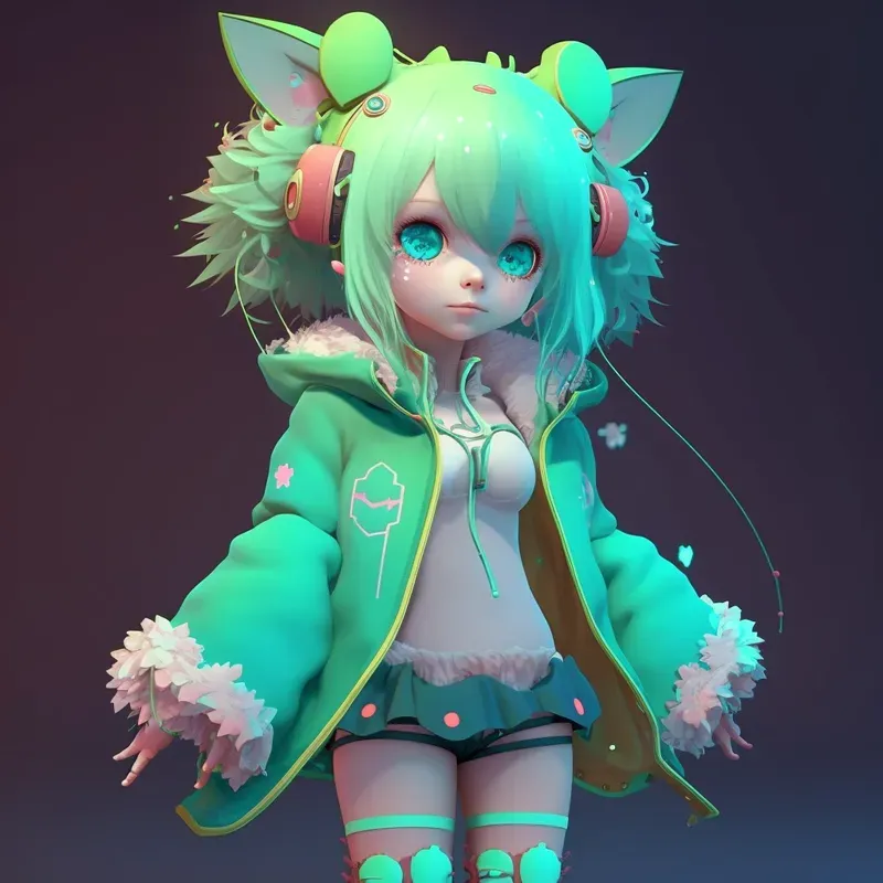 Monstermoon Cute Neon Anime Girls