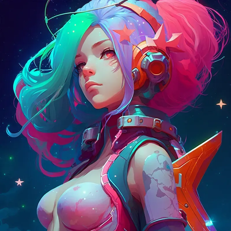Celestial Neon Anime Girls 3D Avatars