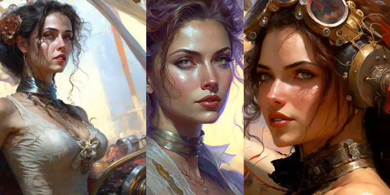 Steampunk Girl Paintings generated by undefined