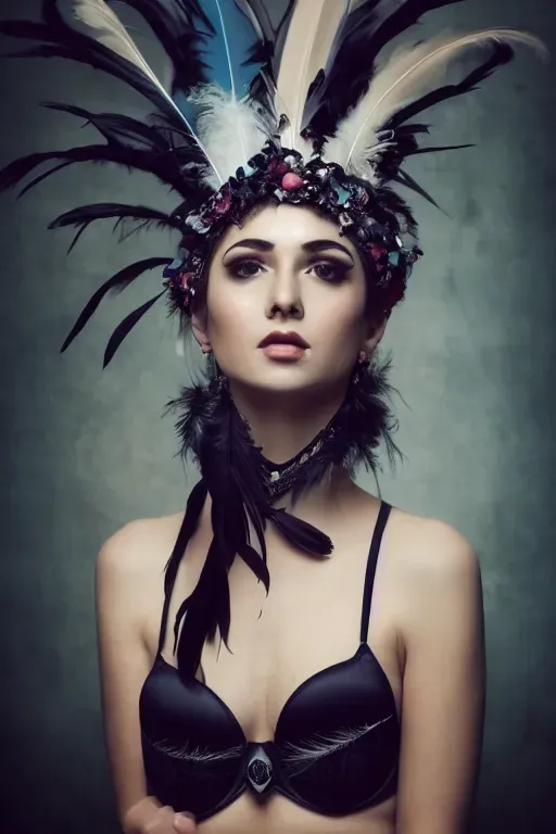 Feather Headdress Woman