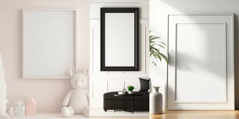 Wall Art Frame Mockups With Choices Of Room Interiors generated by undefined