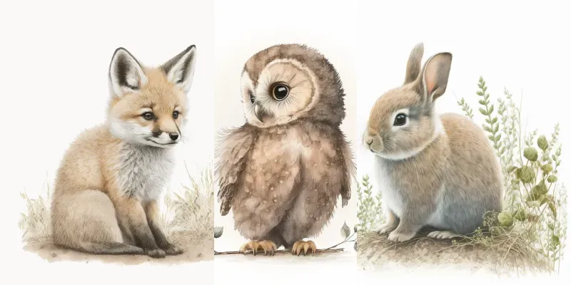 Cute Animal Nursery Wall Art generated by undefined