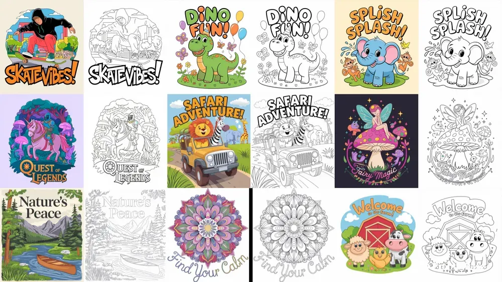 Coloring Book Illustrations With Examples