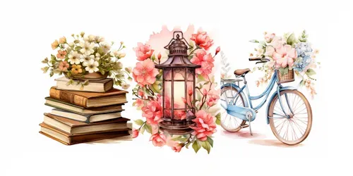 Watercolor Clipart Sticker Illustrations generated by midjourney