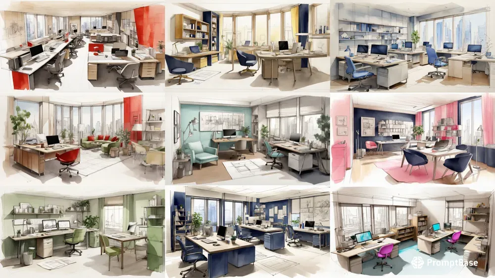 Watercolor Office Illustrations