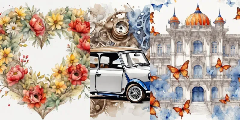 Lineartwatercolor Intricate Cliparts generated by undefined