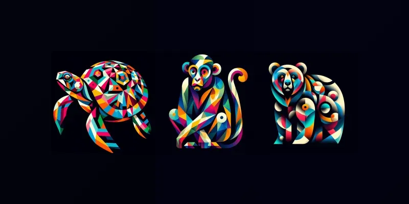 Surreal Geometric Animals generated by undefined