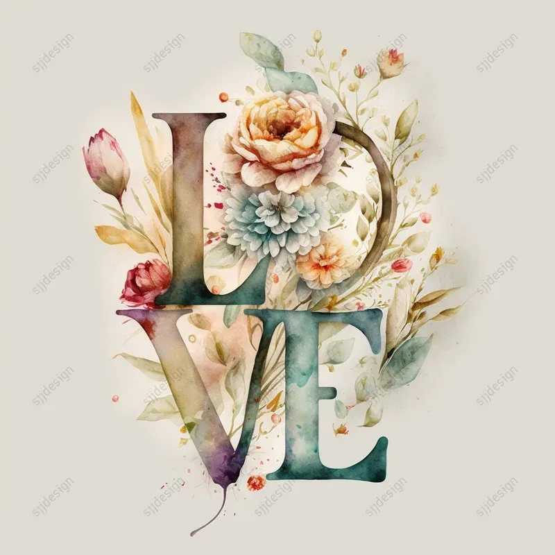 Watercolor Floral Monogram Initials