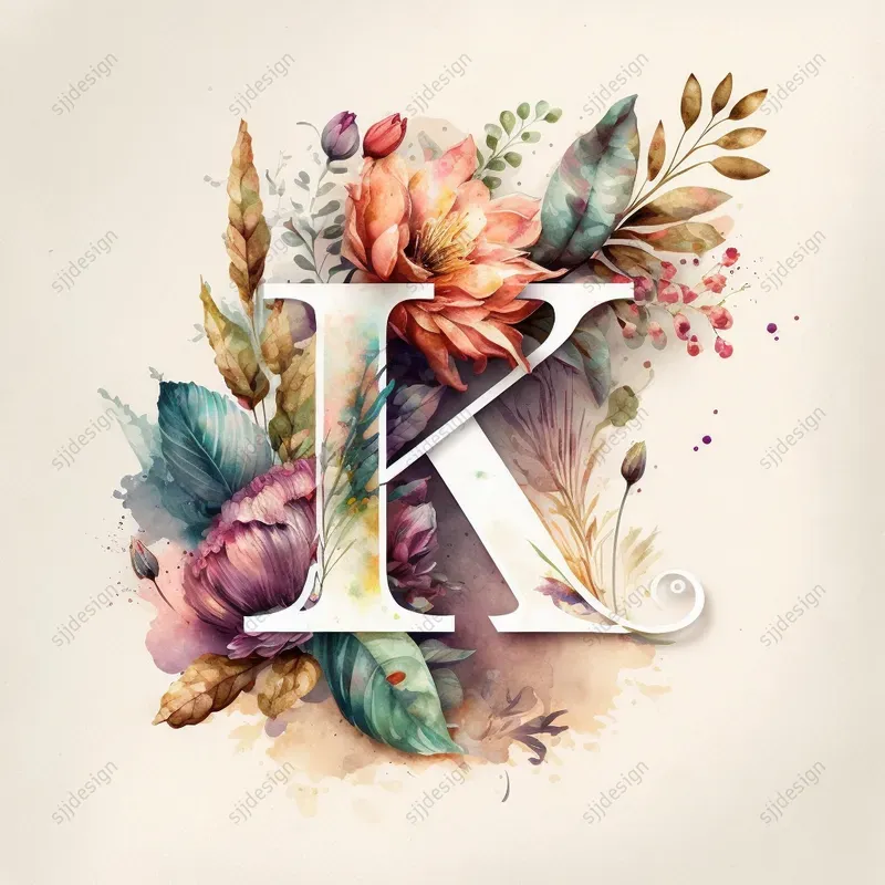 Watercolor Floral Monogram Initials