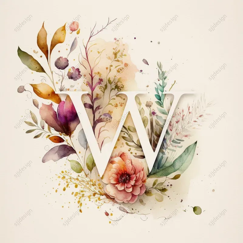 Watercolor Floral Monogram Initials