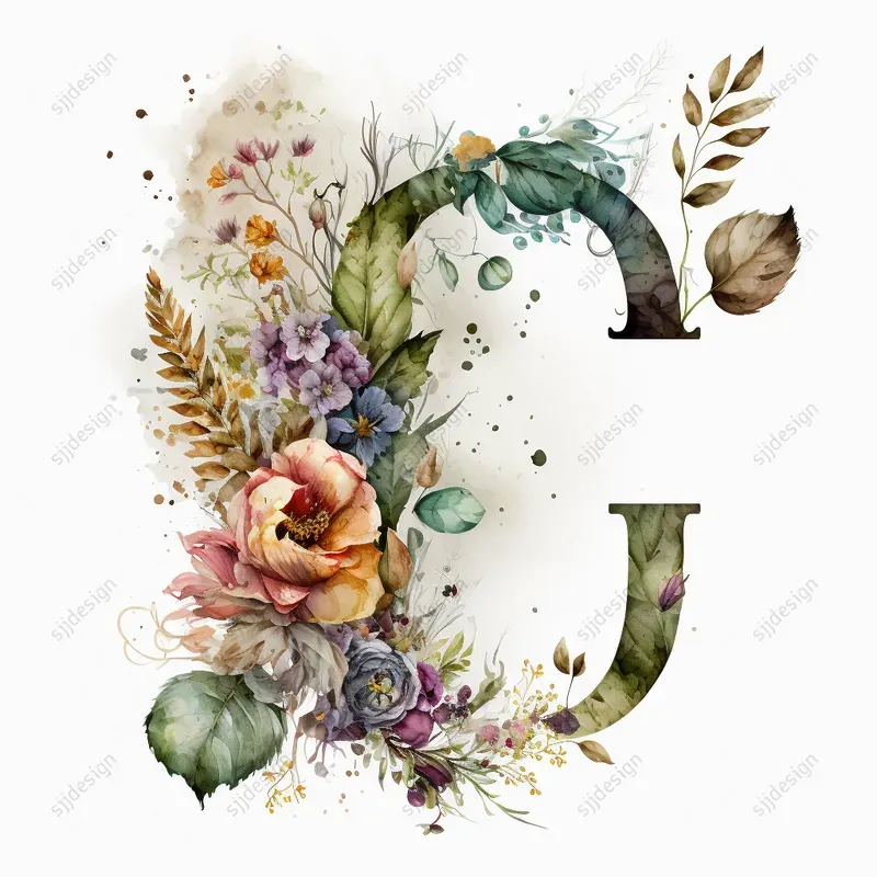 Watercolor Floral Monogram Initials