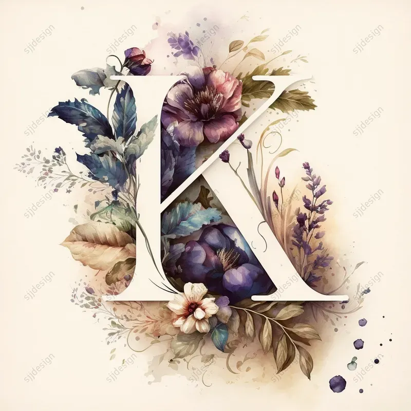 Watercolor Floral Monogram Initials