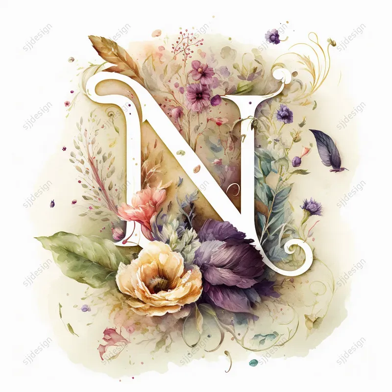 Watercolor Floral Monogram Initials