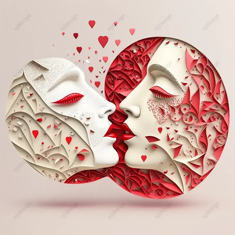 Heart Paper Cut Illustrations for Valentine's Day