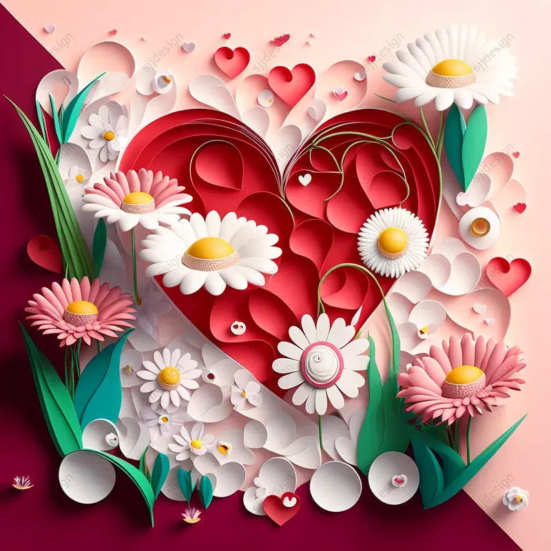 Heart Paper Cut Illustrations for Valentine's Day