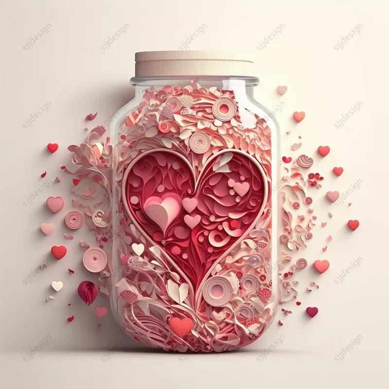Heart Paper Cut Illustrations for Valentine's Day