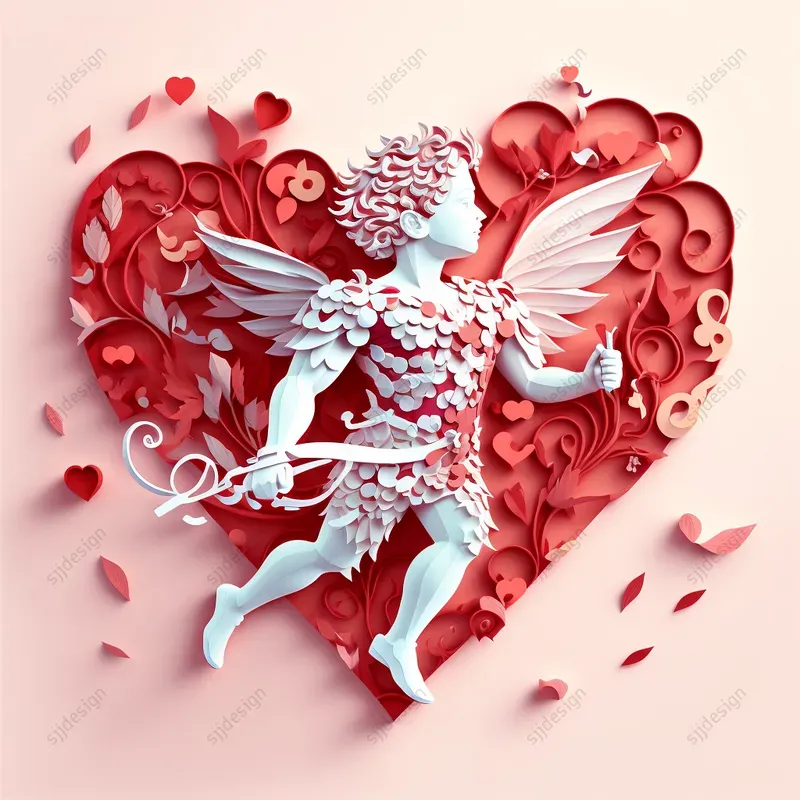 Heart Paper Cut Illustrations for Valentine's Day