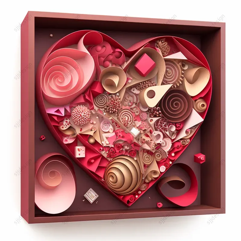 Heart Paper Cut Illustrations for Valentine's Day