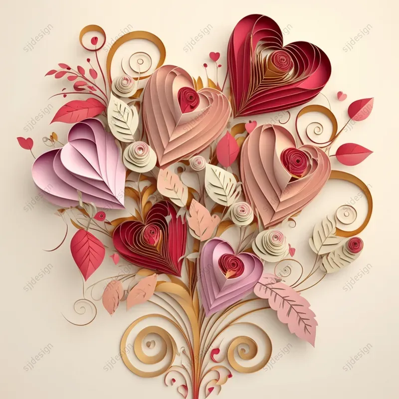 Heart Paper Cut Illustrations for Valentine's Day