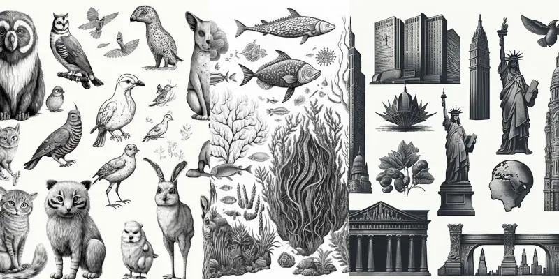 Any Subject Pencil Drawing Illustration Sets generated by undefined